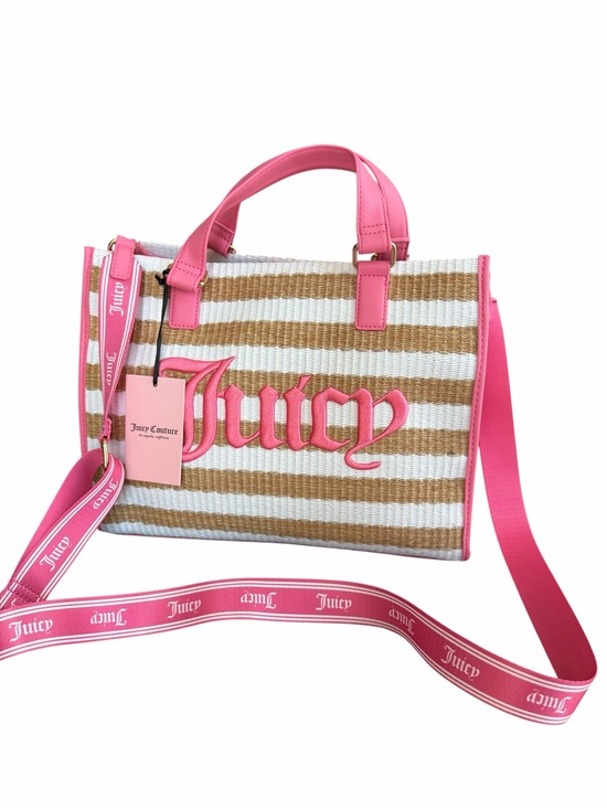 Juicy Couture Handbags - Juicy Couture Pink Trim Straw Satchel with Pink Logo
